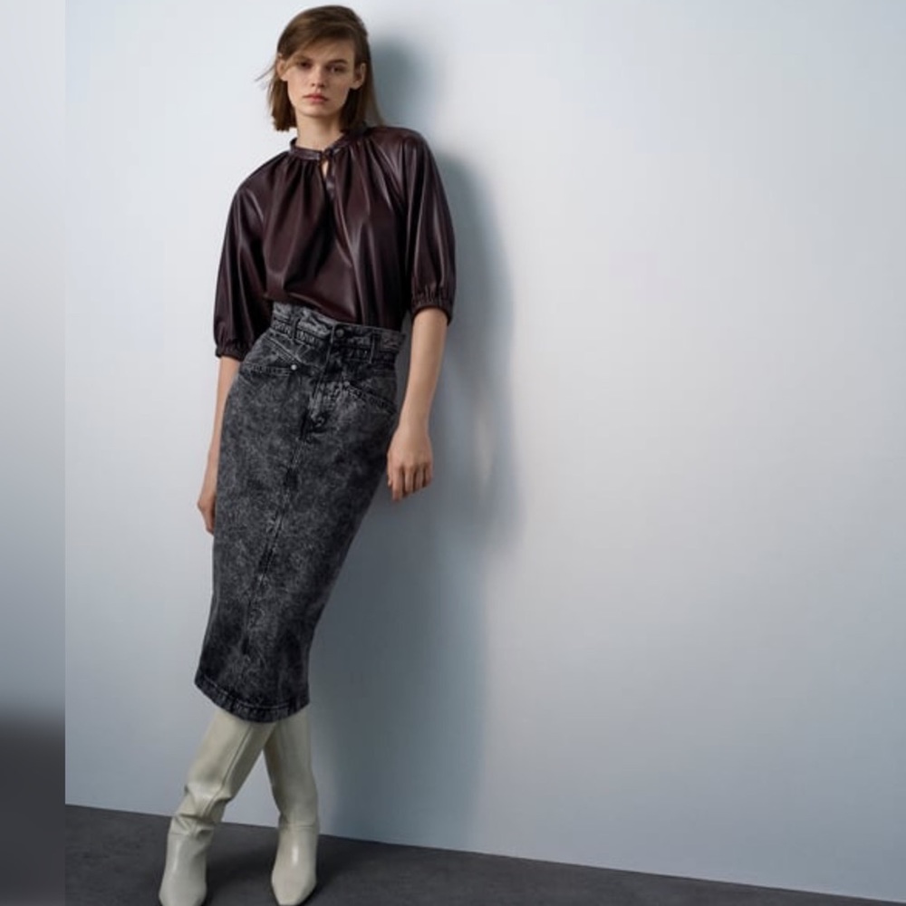 Zara 80’s Acid Wash Pencil Skirt